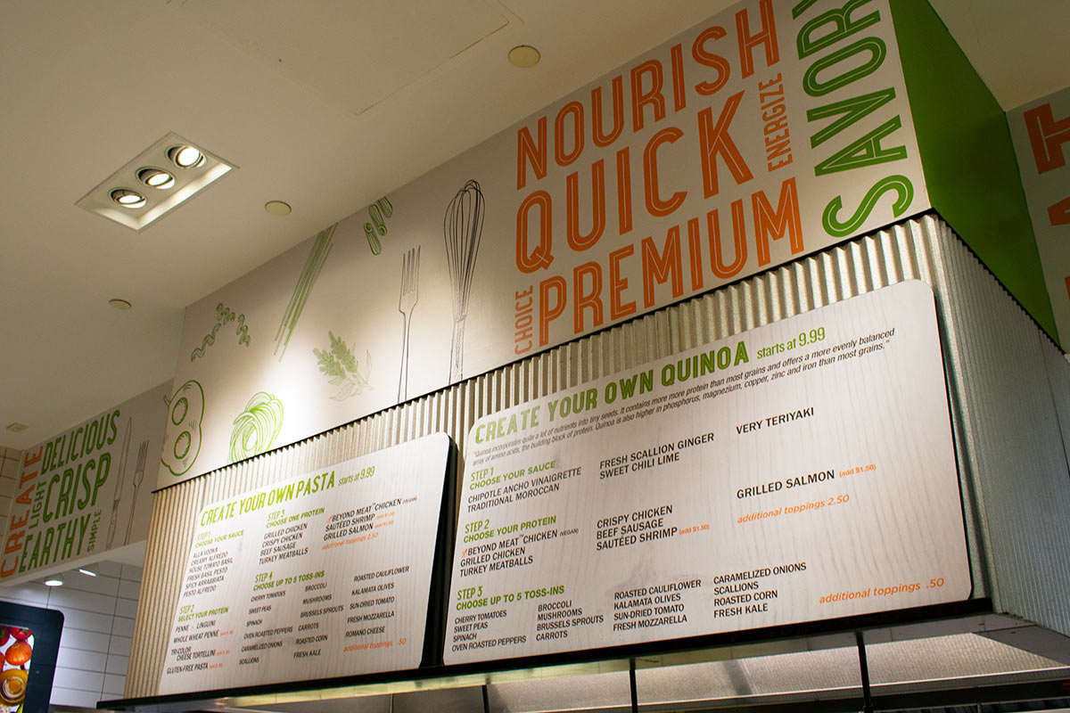 restaurant brand design displayed on wall