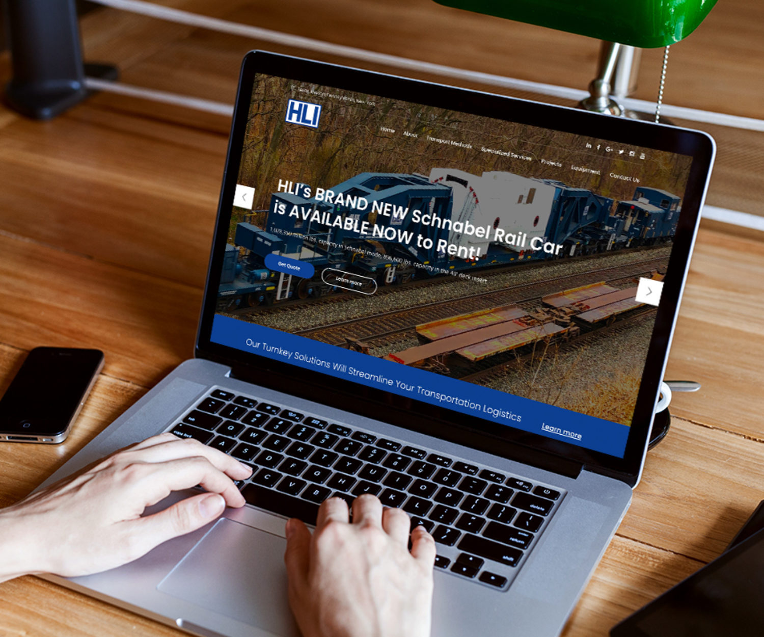 Transportation web design displayed on a lap top computer screen