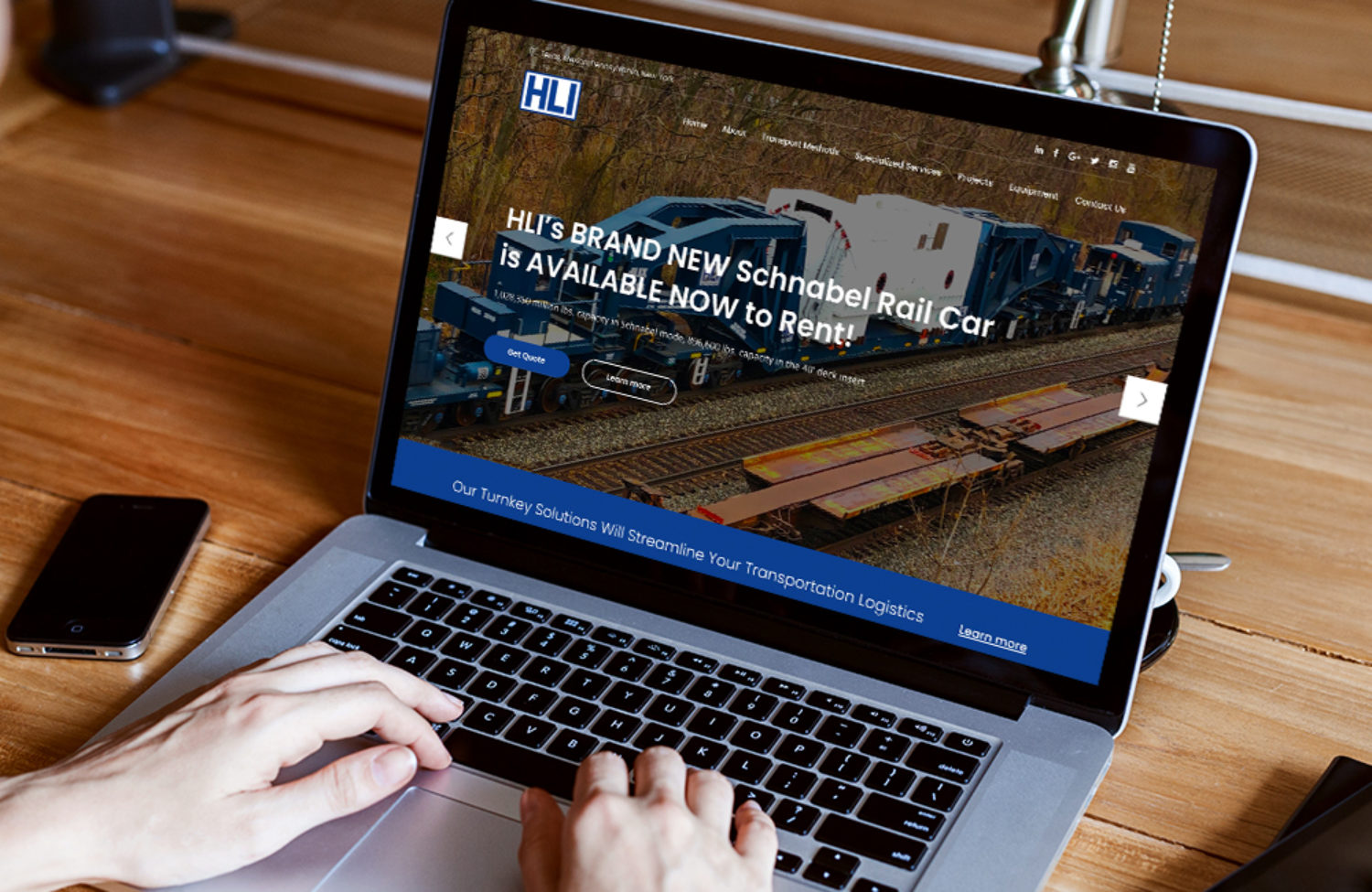 Transportation web design displayed on a lap top computer screen