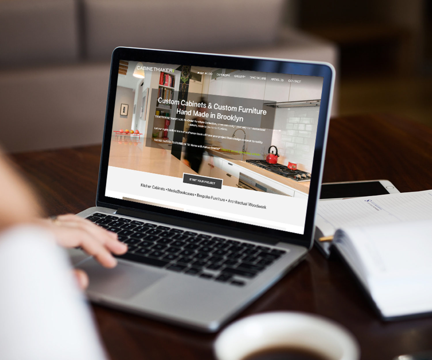 contractor web design displayed on a lap top computer screen