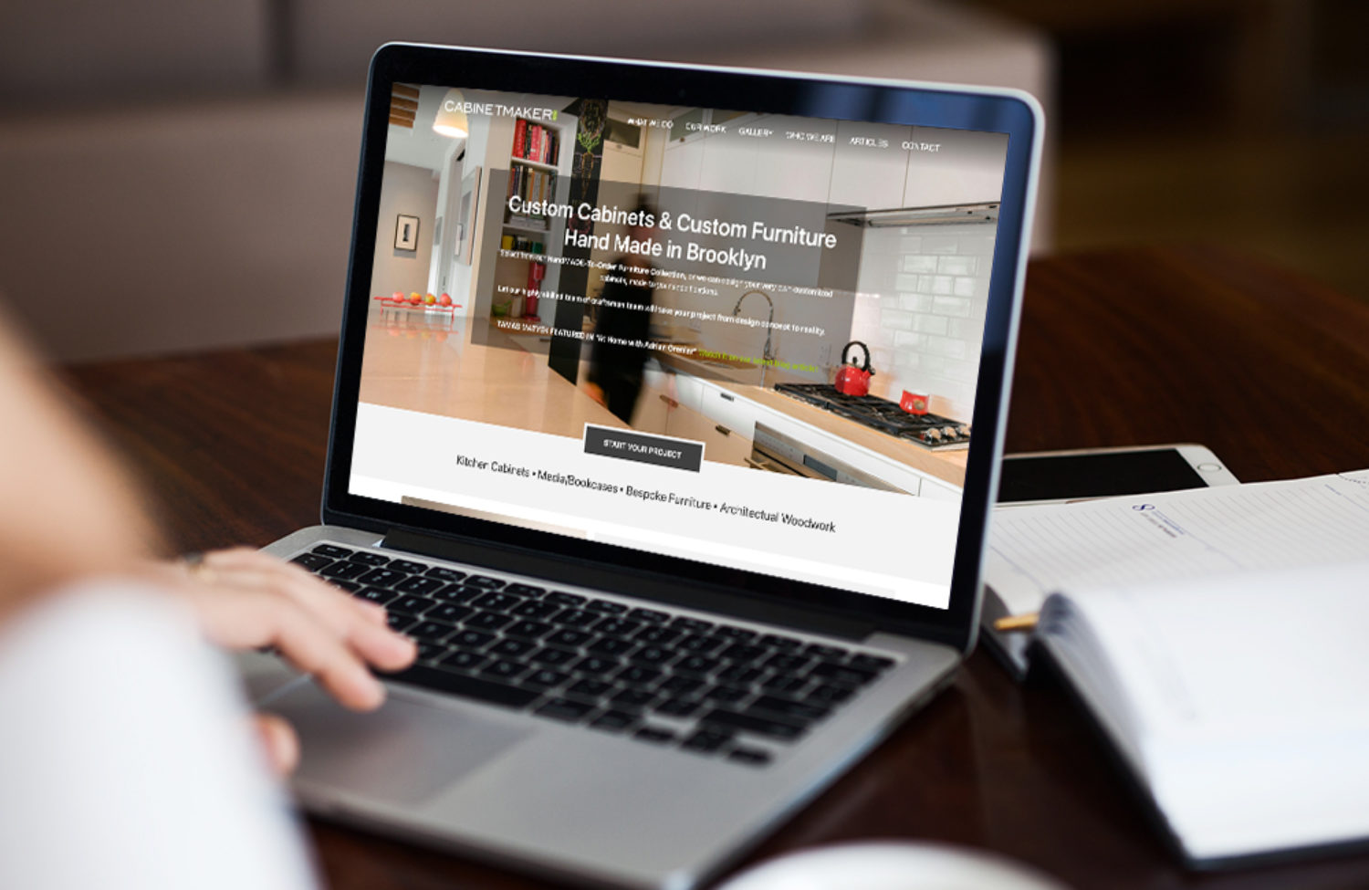 contractor web design displayed on a lap top computer screen