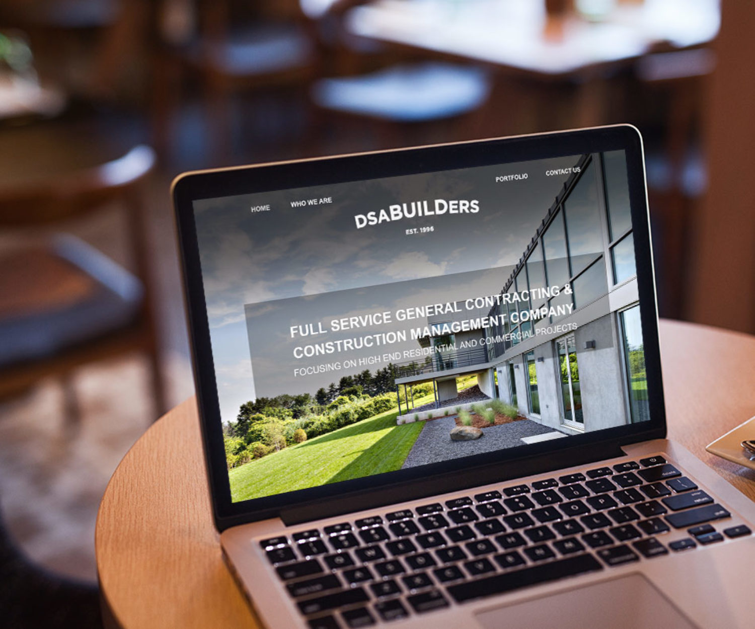 contractor web design displayed on a lap top computer screen