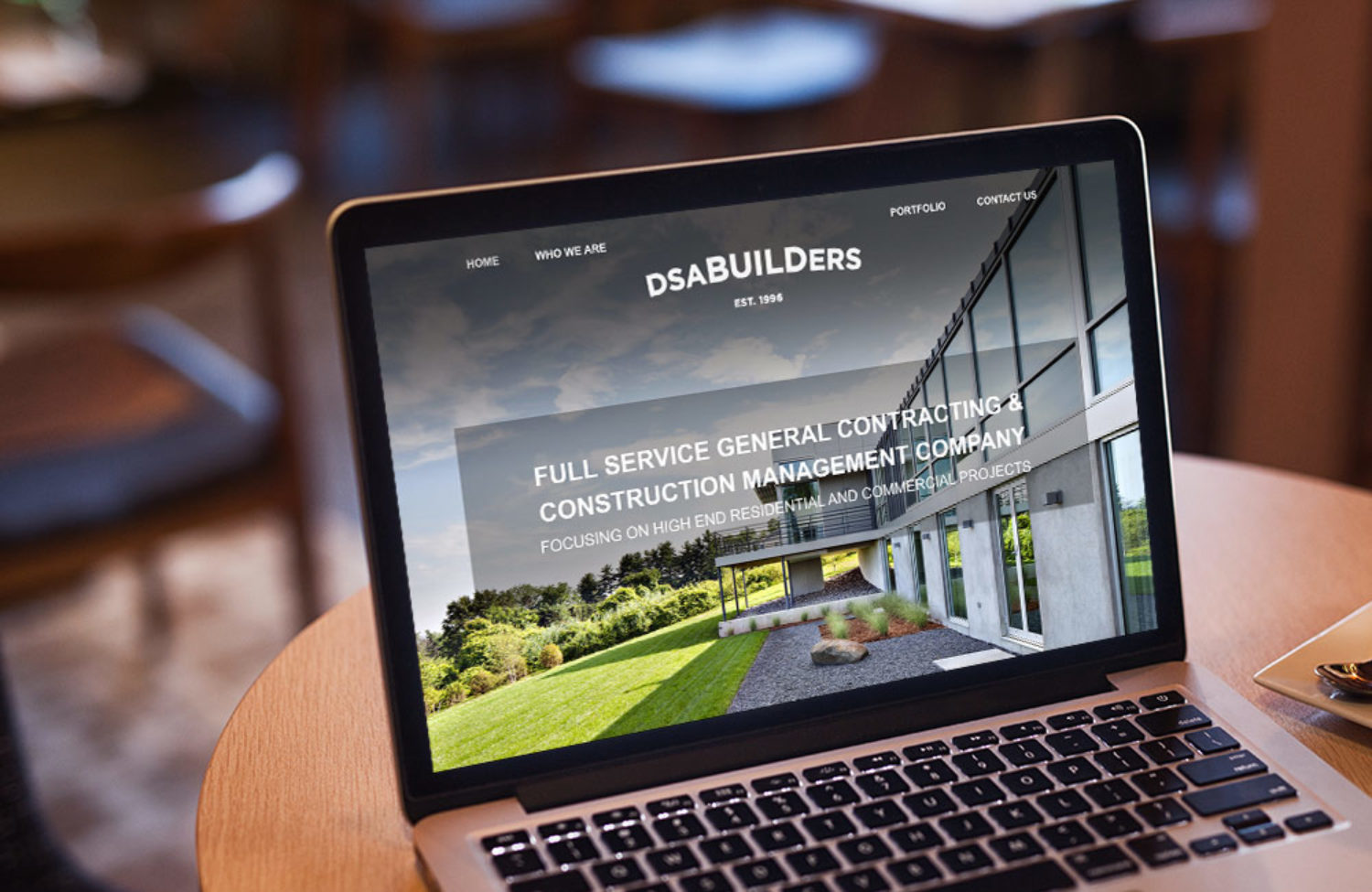 contractor web design displayed on a lap top computer screen