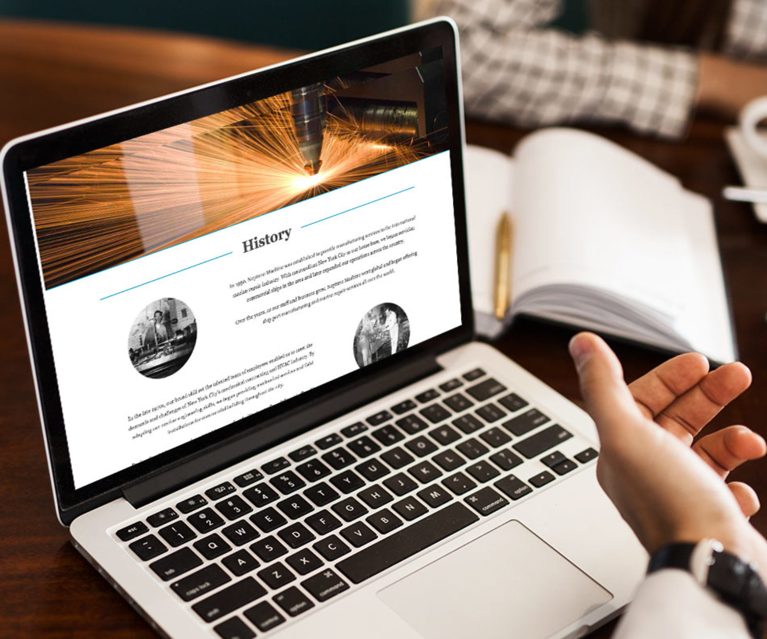 contractor web design displayed on a lap top computer screen