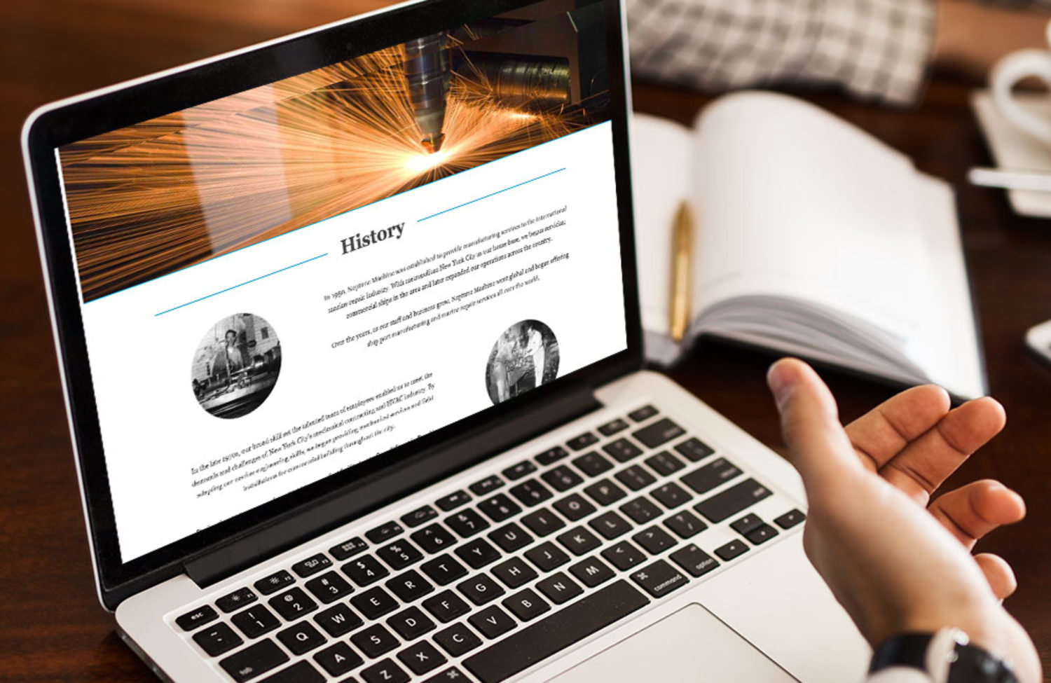 contractor web design displayed on a lap top computer screen