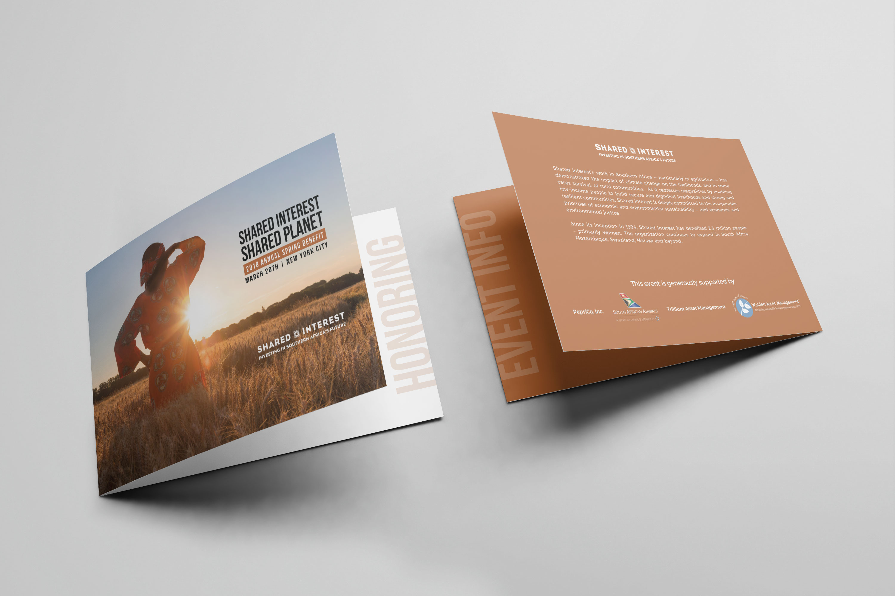 event brand design displayed on brochures
