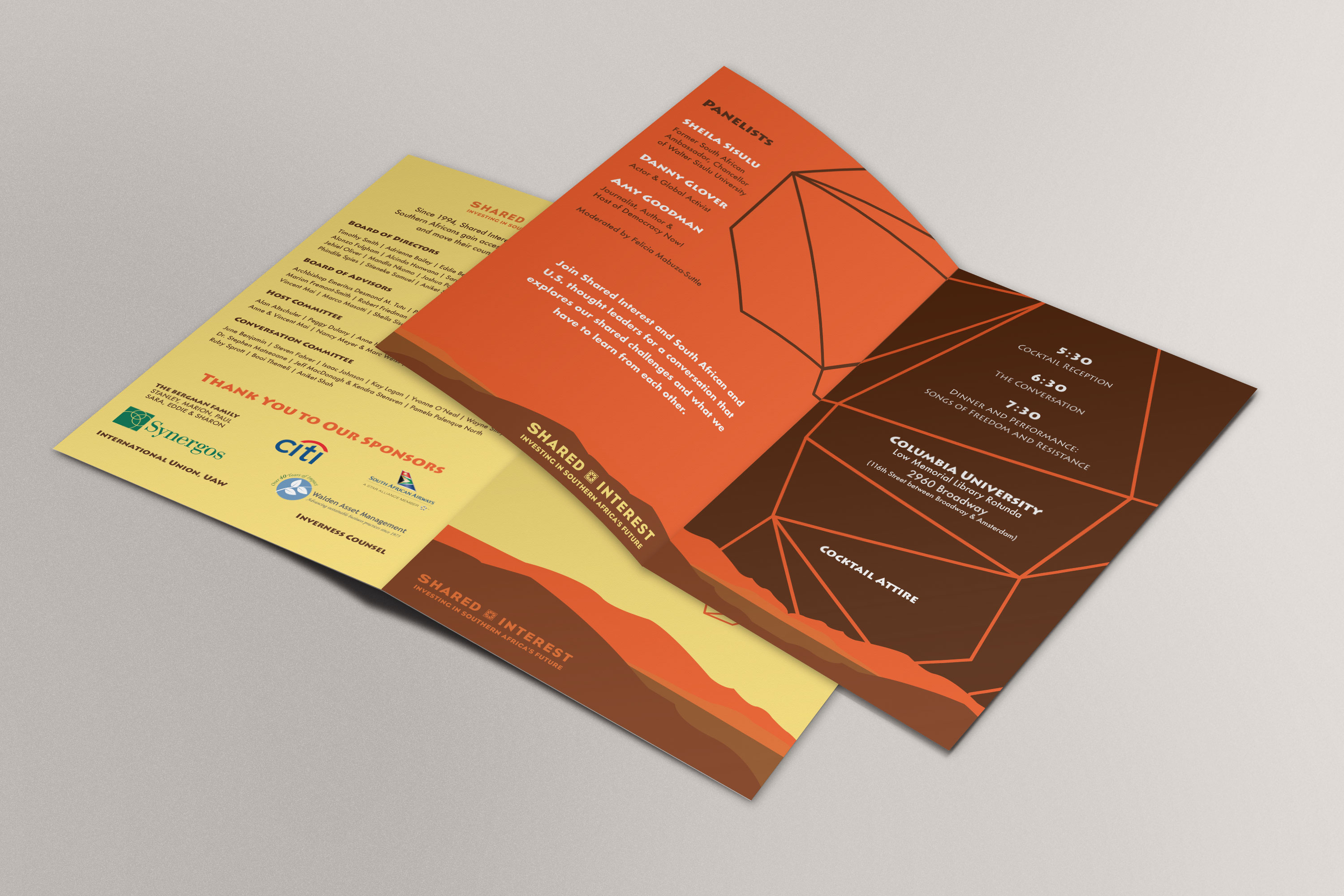 event brand design displaued on brochures