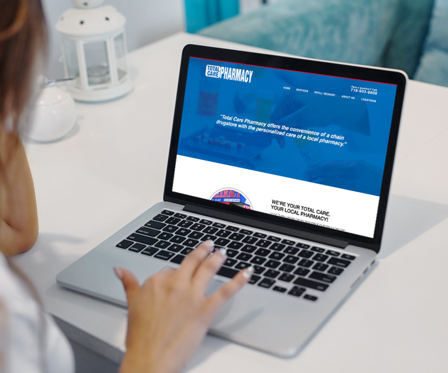 pharmacy web design displayed on a lap top computer screen