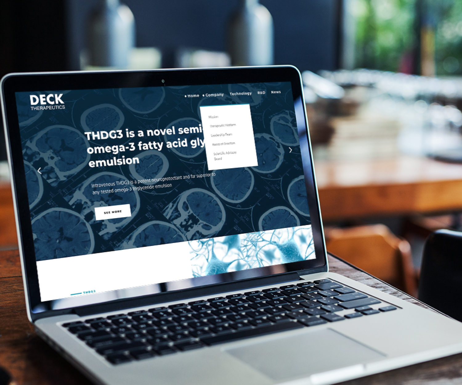 pharma web design displayed on a lap top computer screen