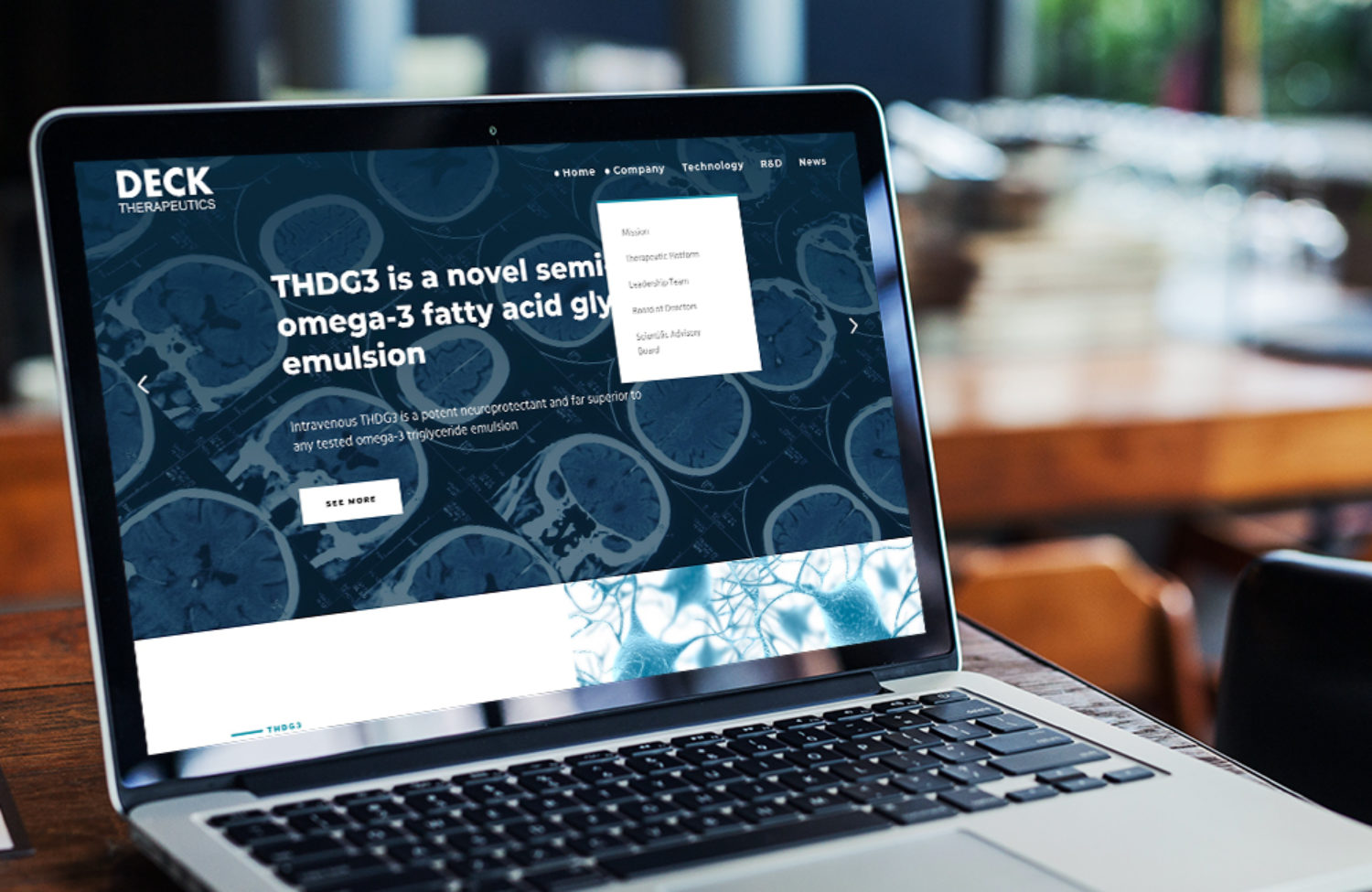 pharma web design displayed on a lap top computer screen