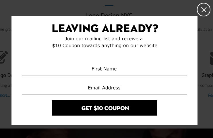 Exit Intent Popup Design