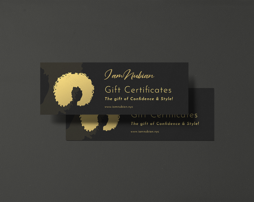 hair gift certificate design displayed on paper