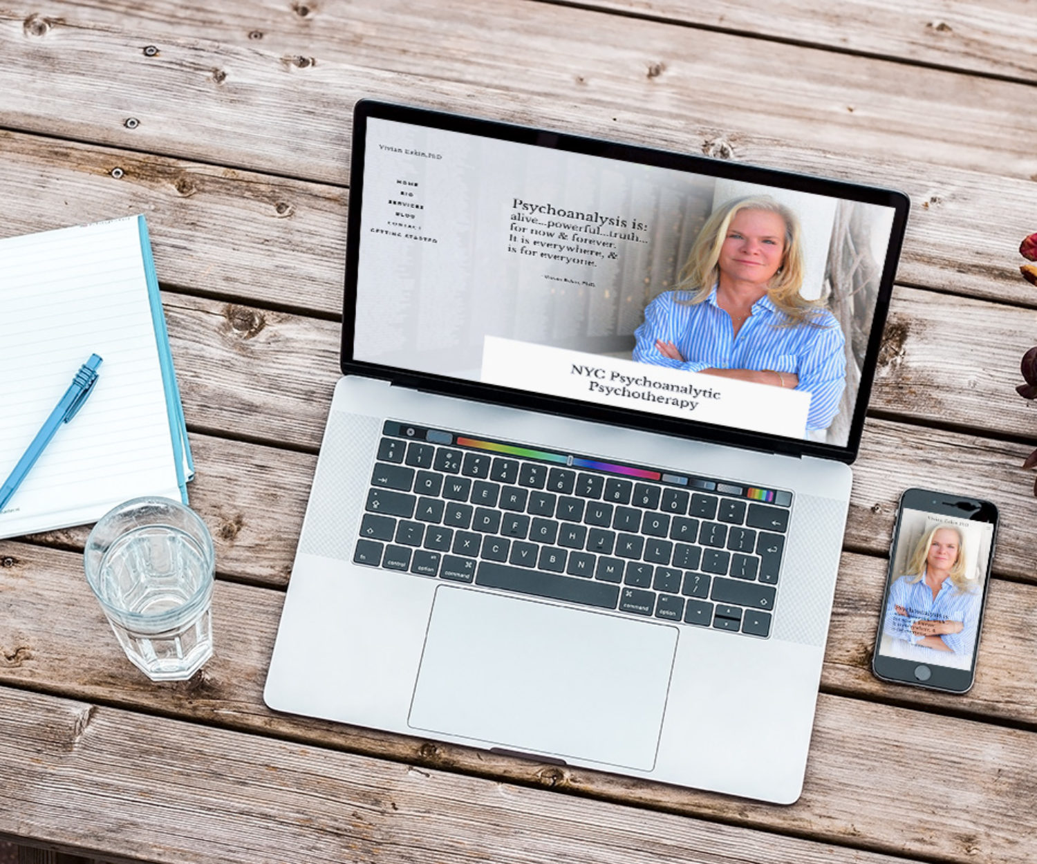 therapist web design displayed on a computer and phone screen