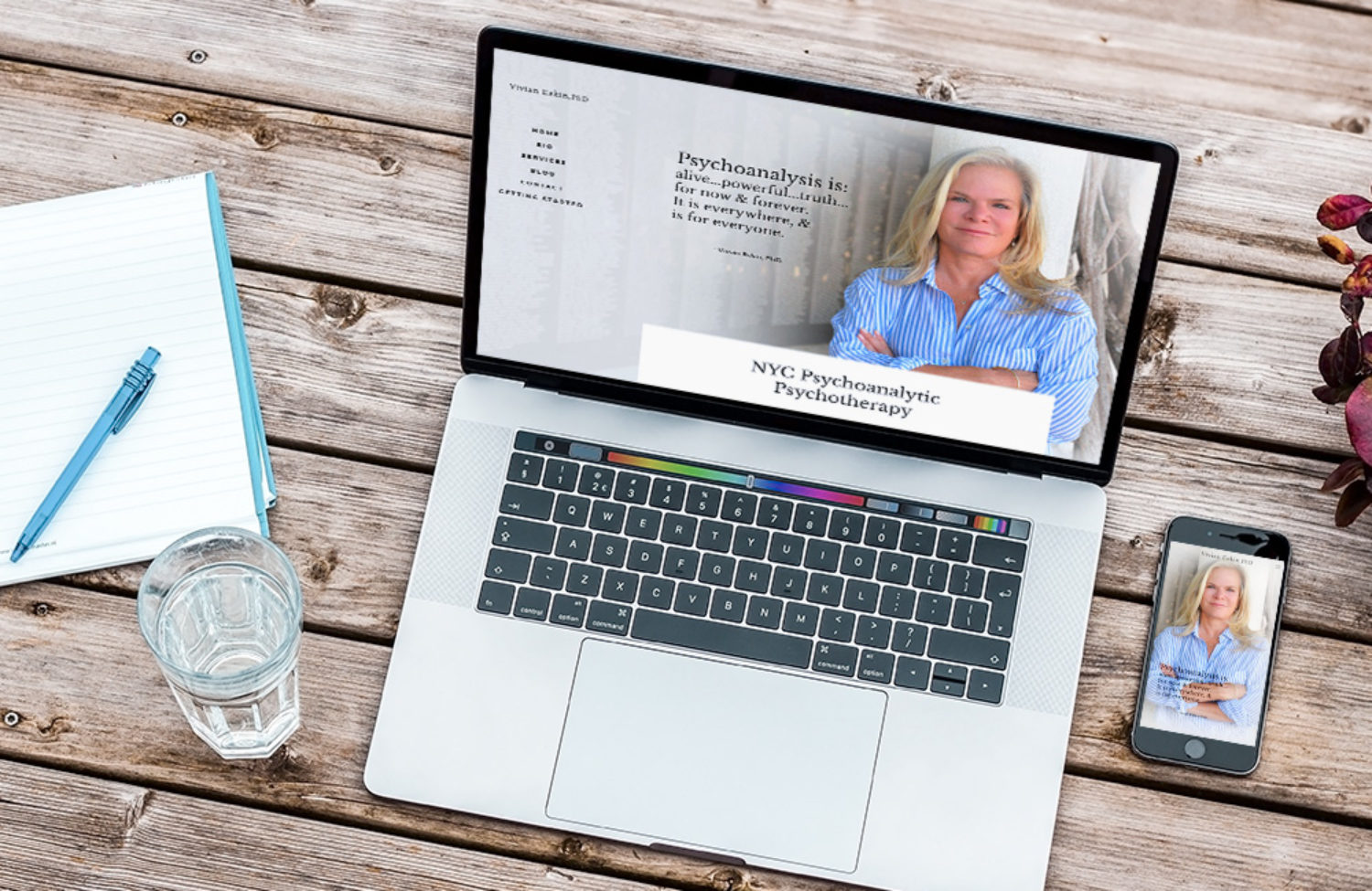 therapist web design displayed on a computer and phone screen