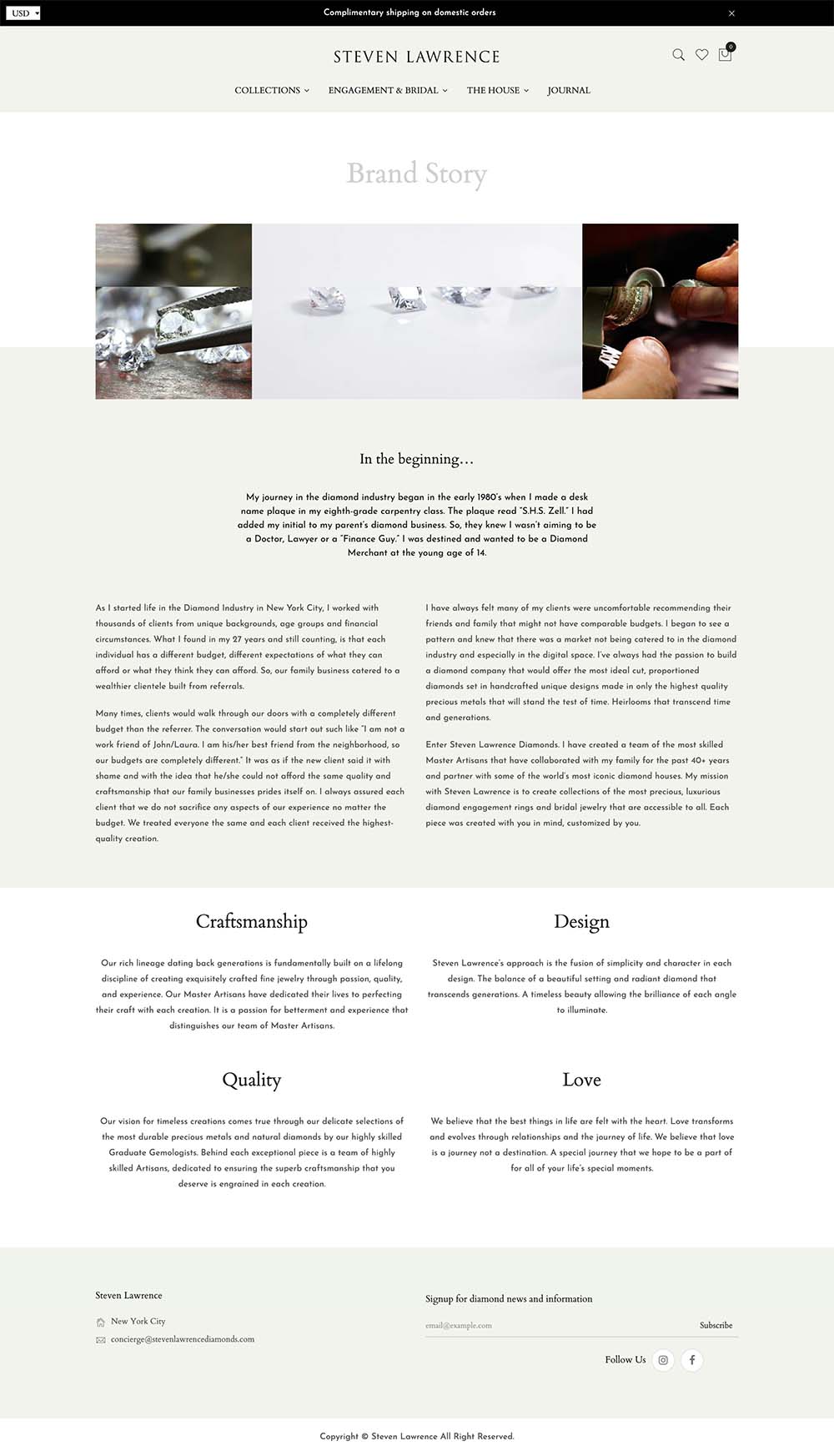 Web design for jewelry store