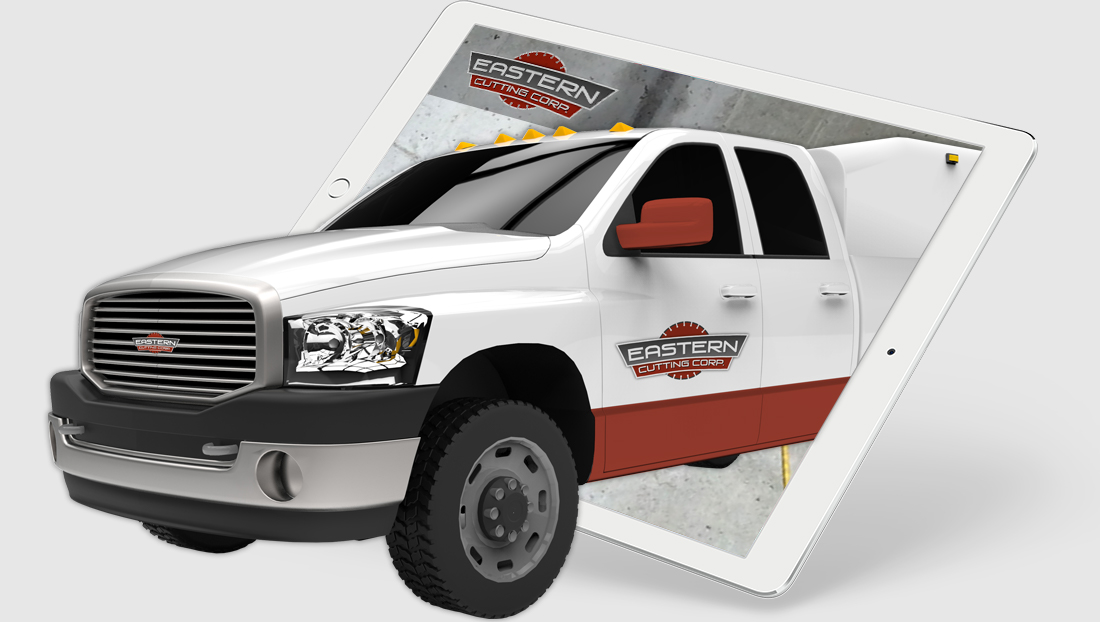 contractor brand design displaued on tablet computer screen