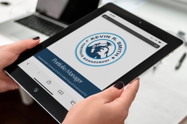 financial web design displayed on a tablet computer screen