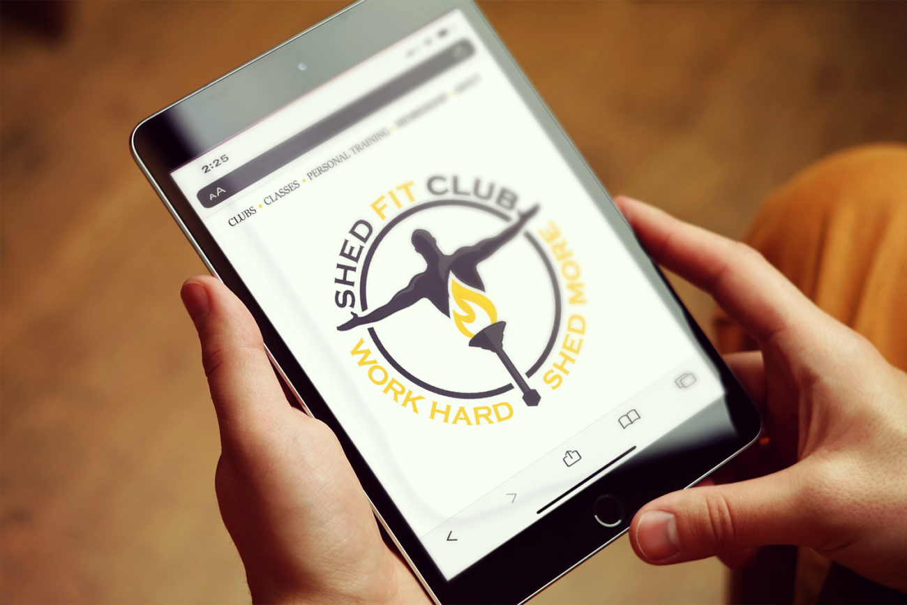 fitness web design displayed on a tablet computer screen