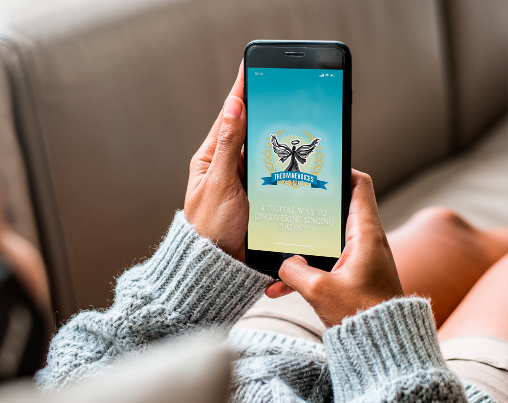 social media web design displayed on a cell phone screen