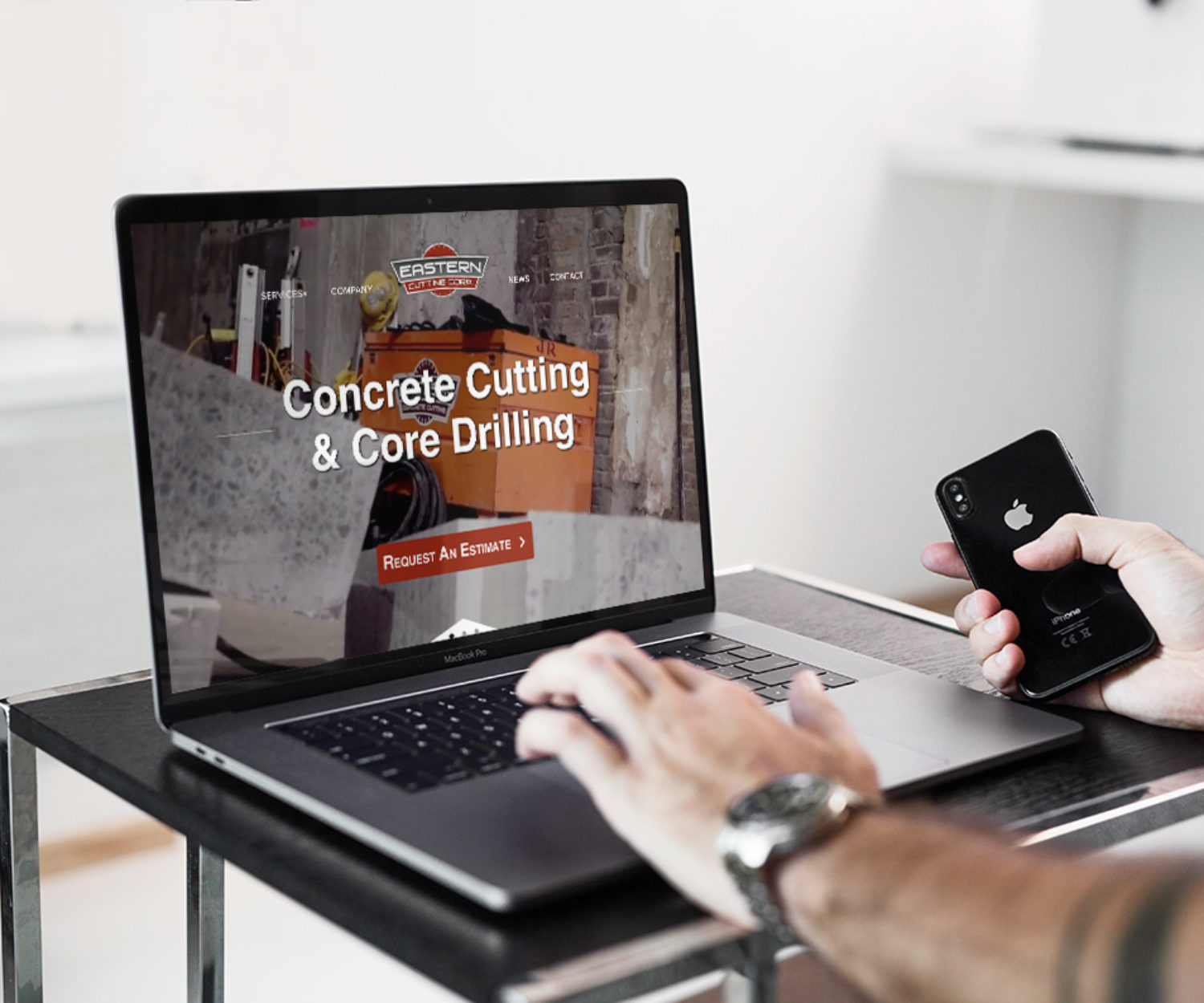 contractor web design displayed on a lap top computer screen