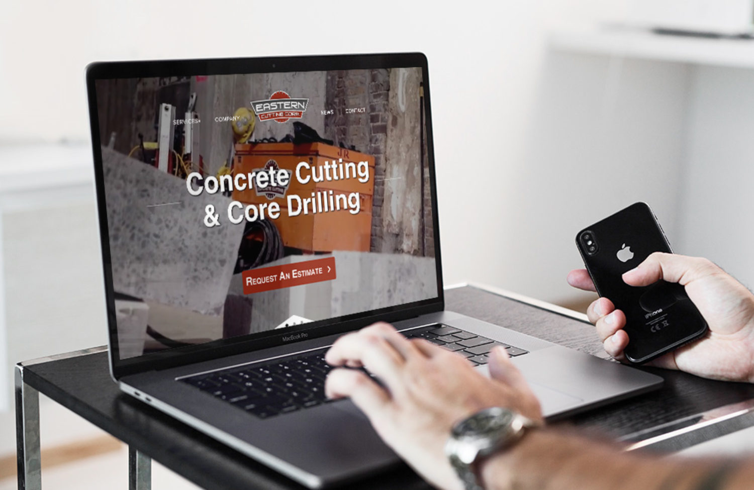 contractor web design displayed on a lap top computer screen