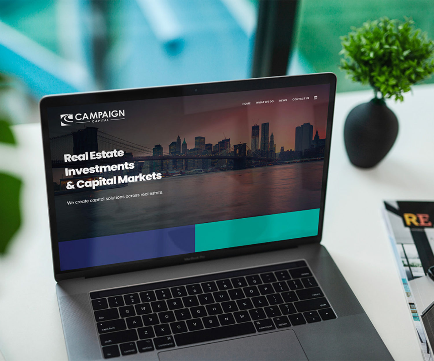 financial web design displayed on a lap top computer screen