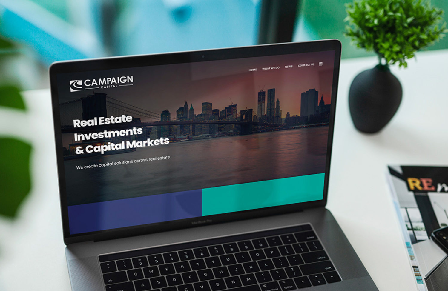 financial web design displayed on a lap top computer screen