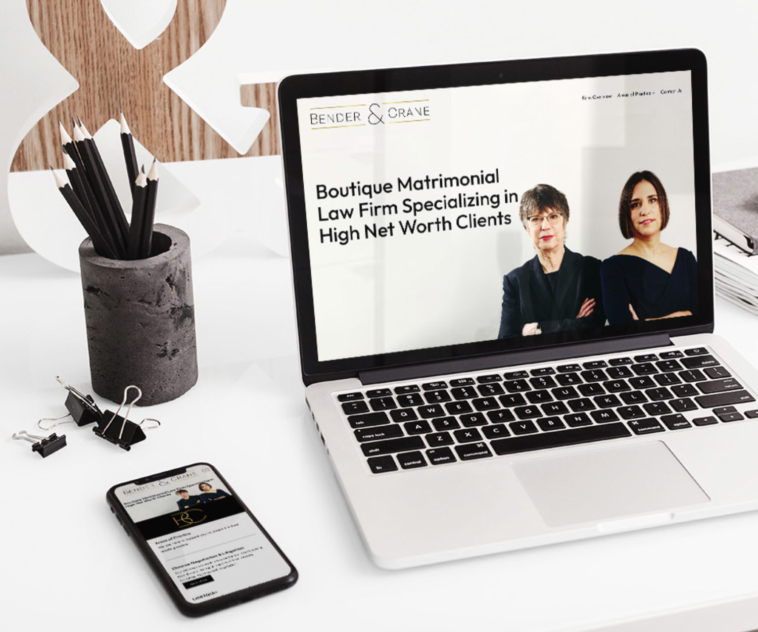 law firm web design displayed on a lap top computer screen