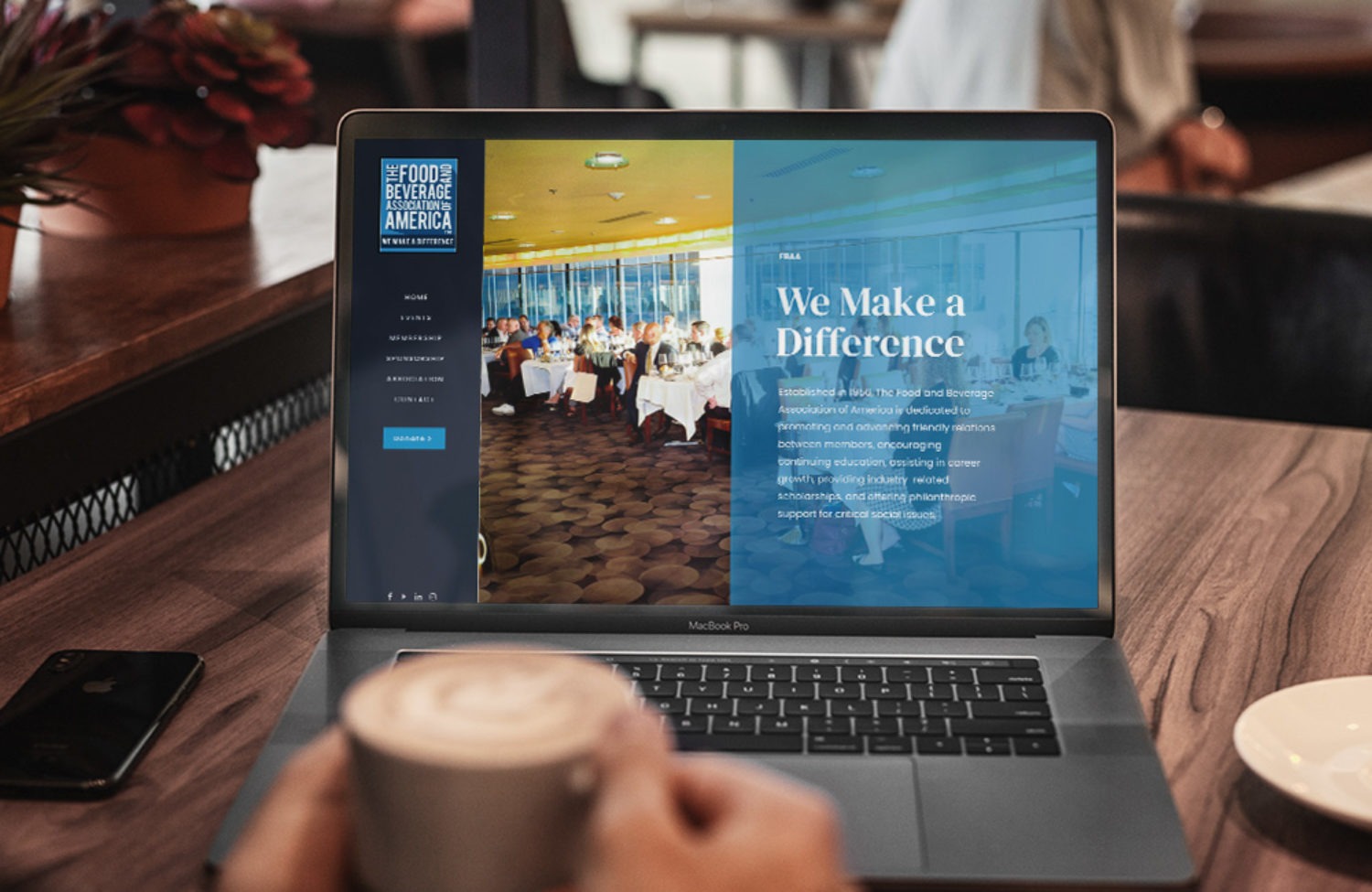 non-profit web design displayed on a lap top computer screen