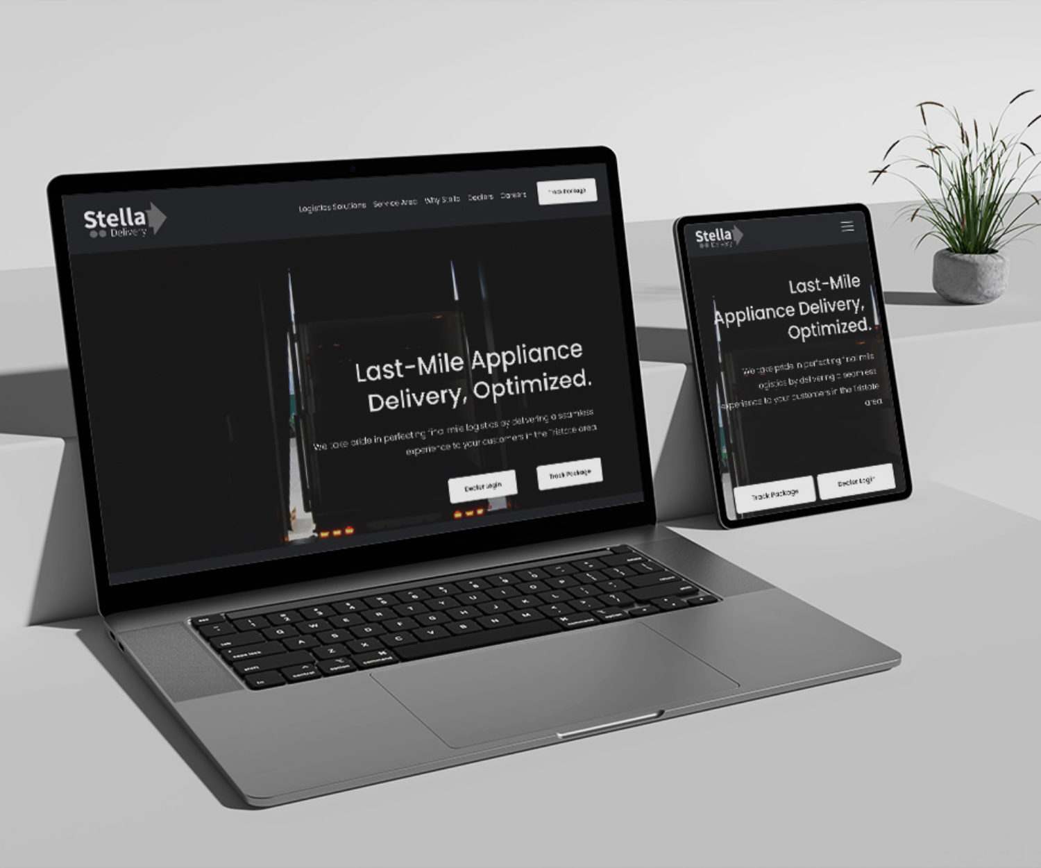 logistics logo design displayed on a lap top computer