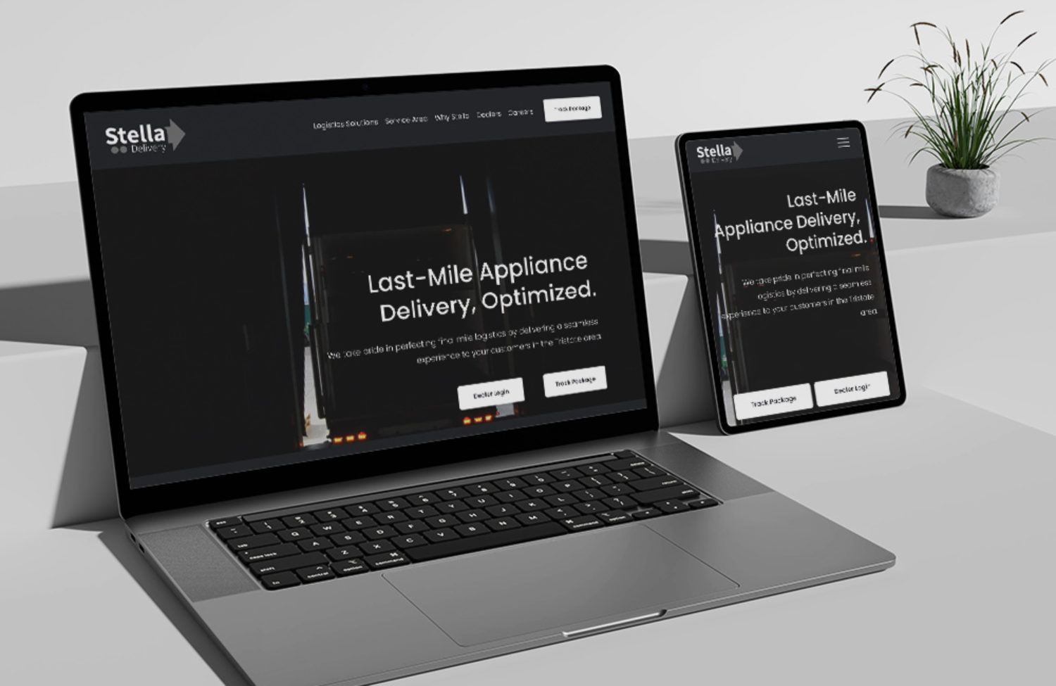 logistics logo design displayed on a lap top computer