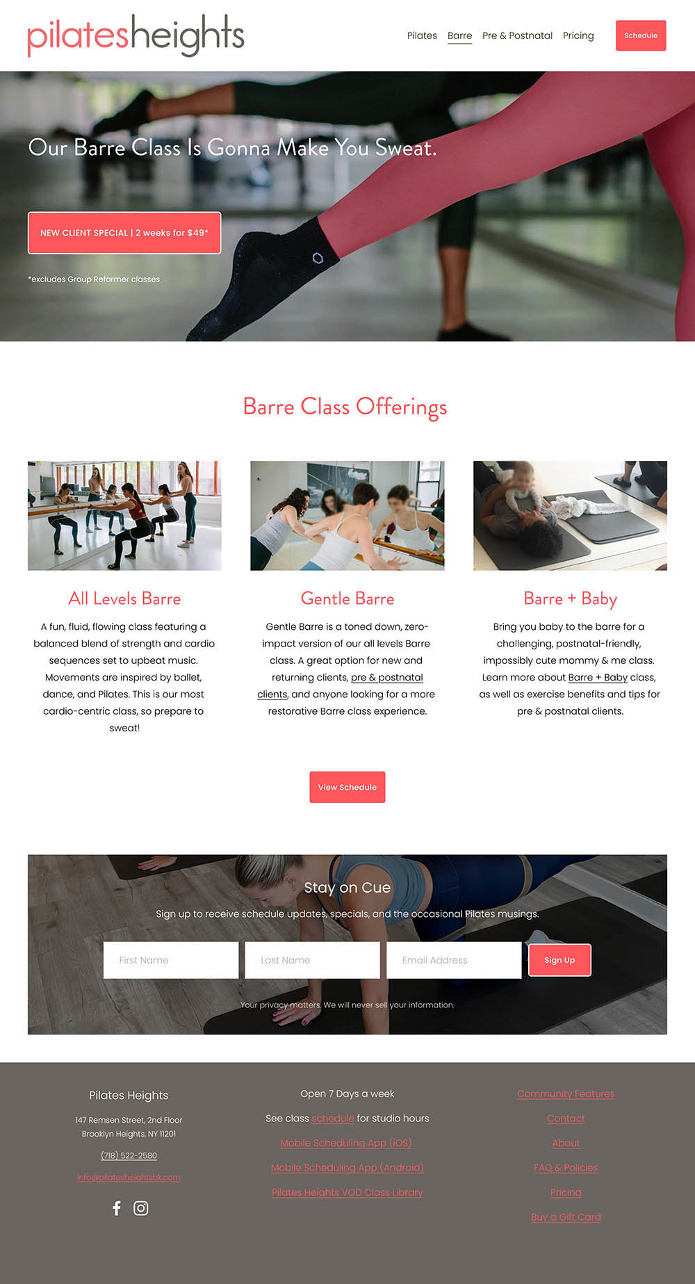 web design for pilates studio