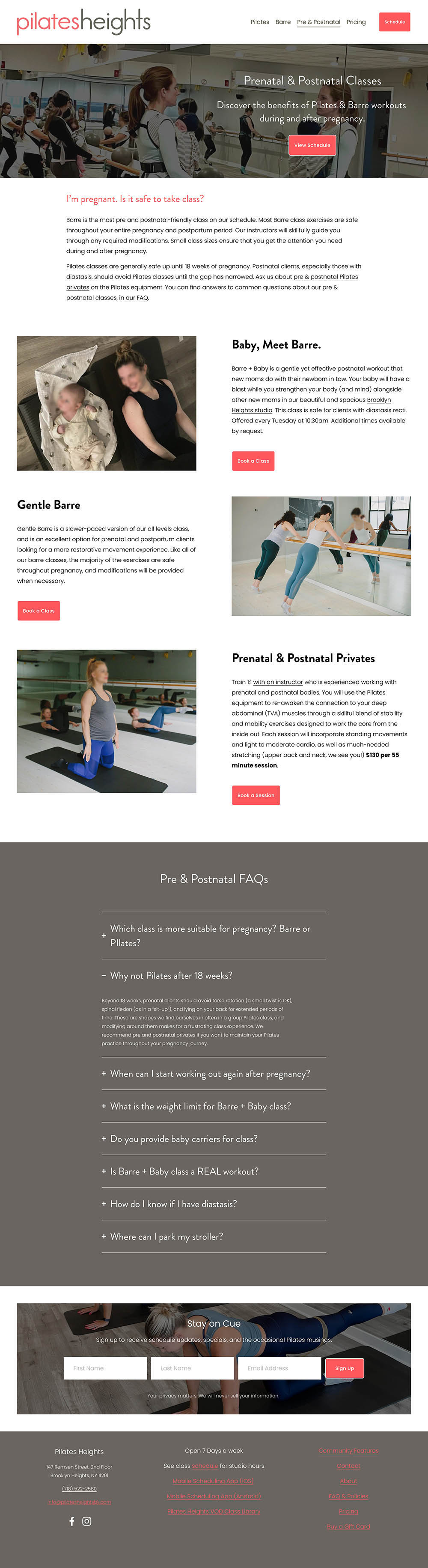 web design for pilates studio