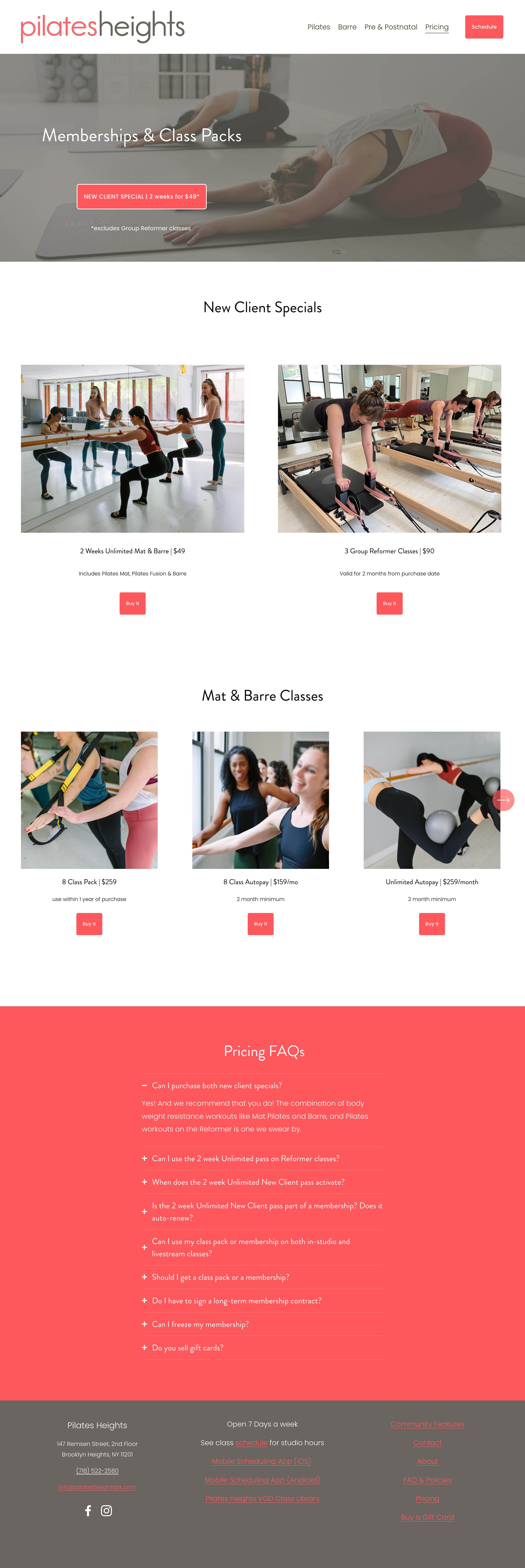 web design for pilates studio