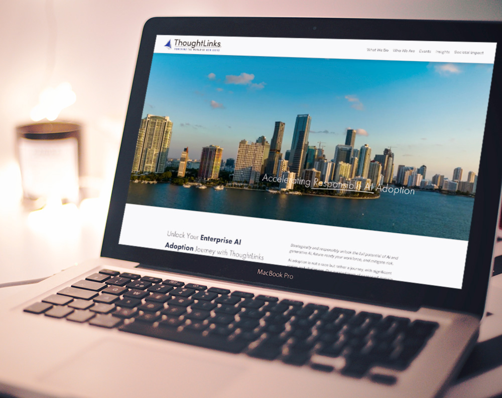 Brand design for tech company displayed on lap top screen