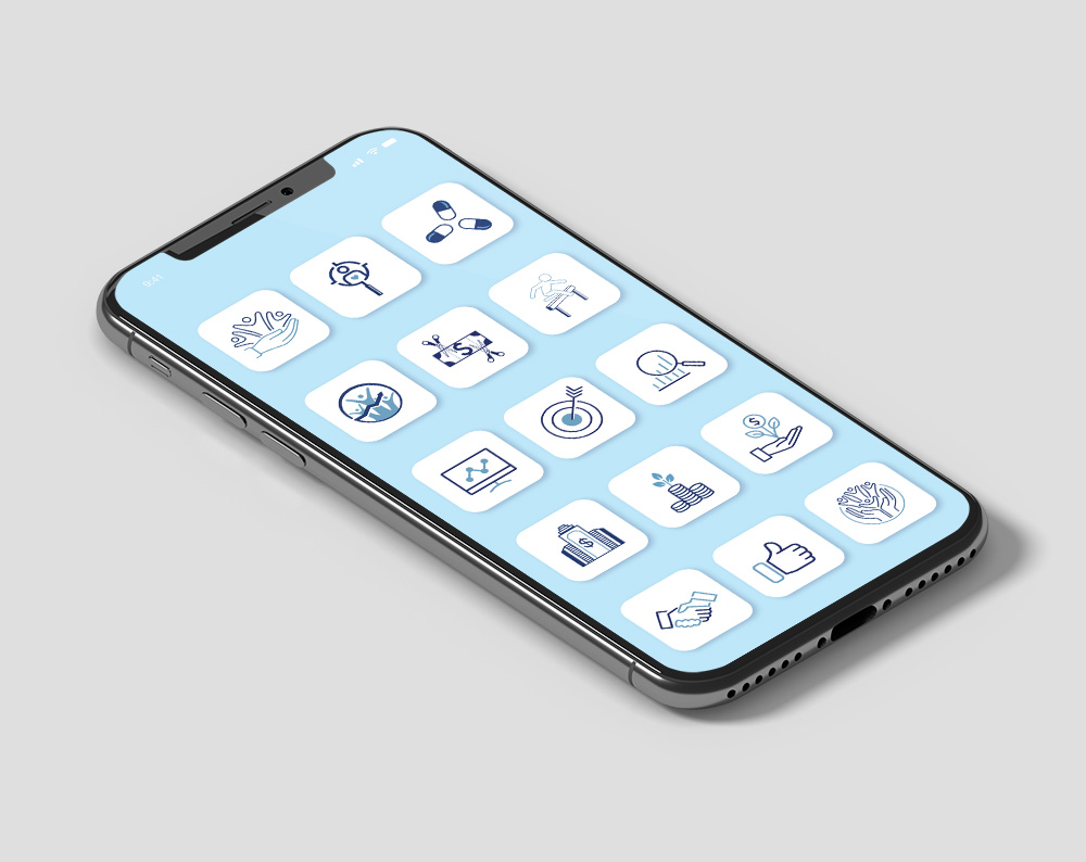 Custom icons displayed on phone screen