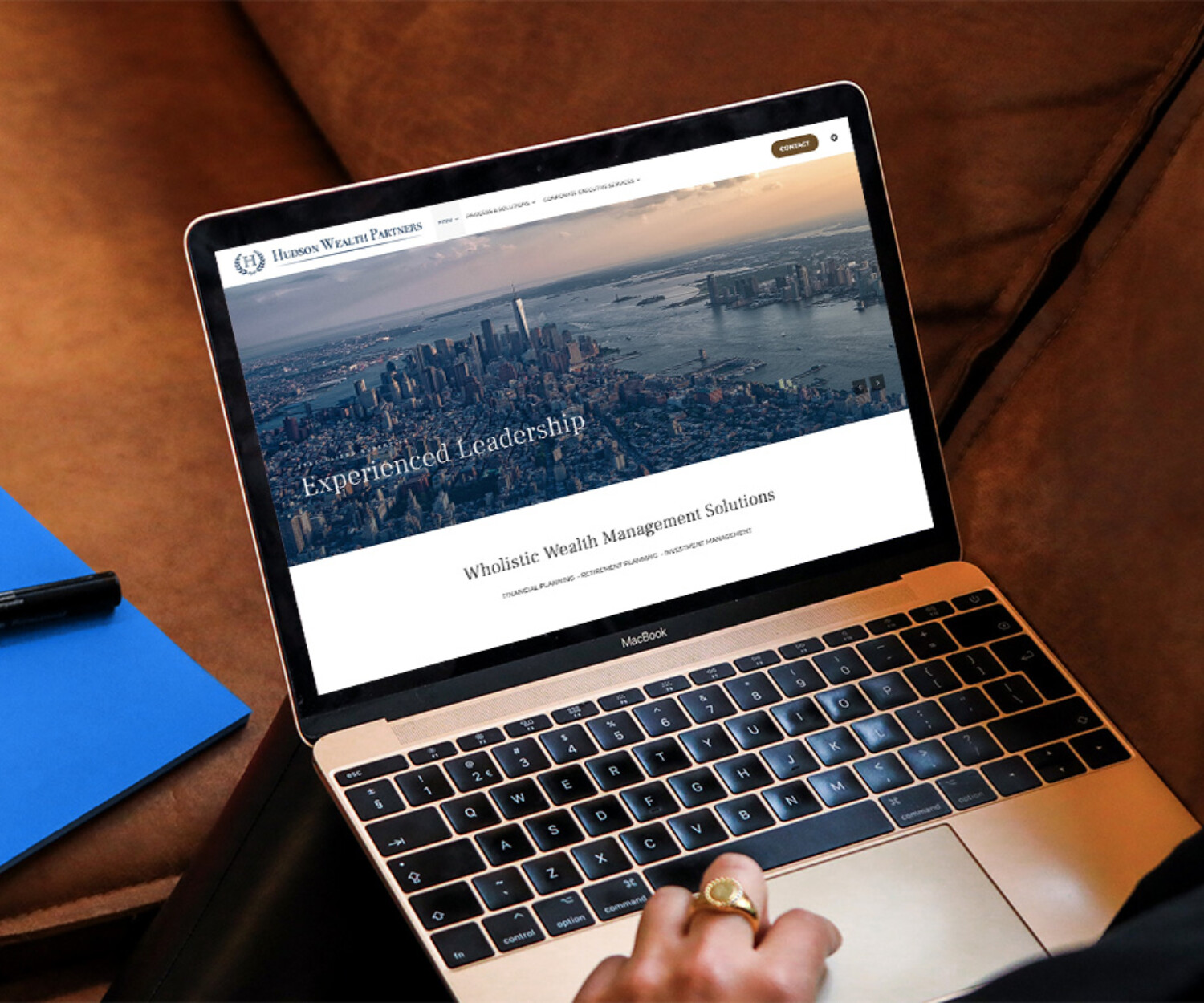 Web design for hudson valley wealth advisor displayed on lap top screen