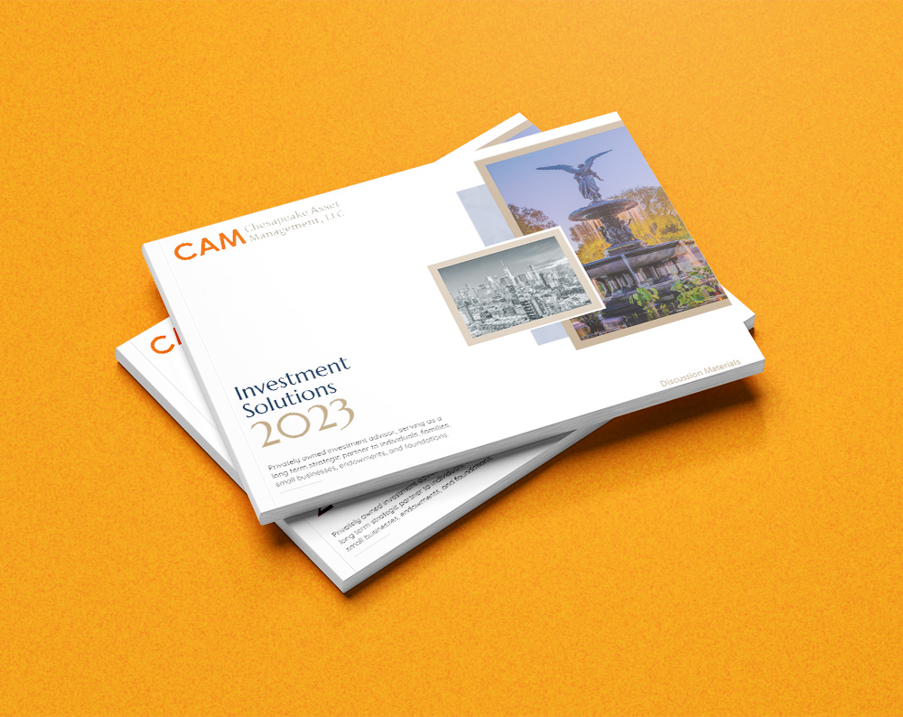 brand design for wealth management company displayed on booklets