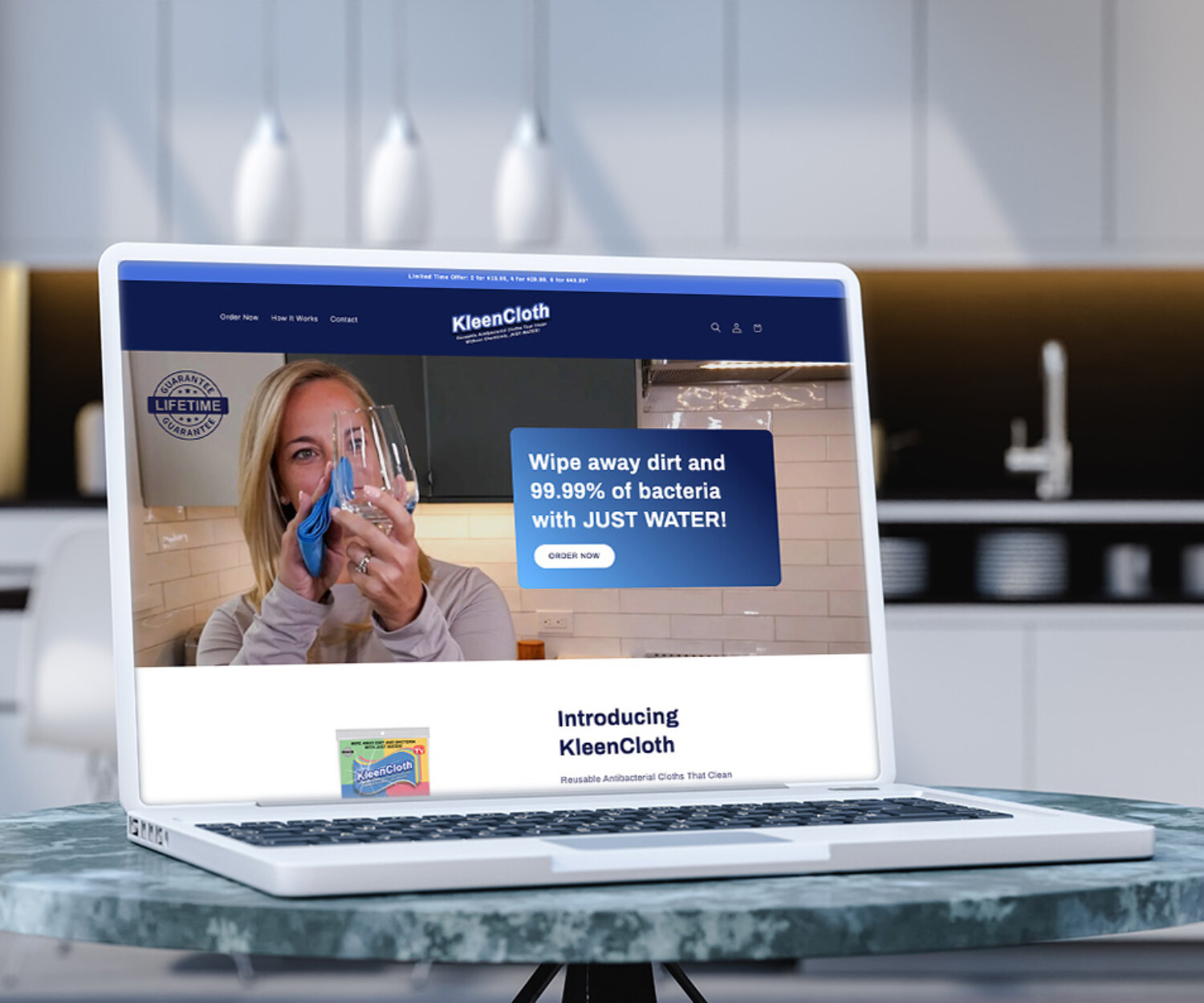 Web design layout for cleaning product