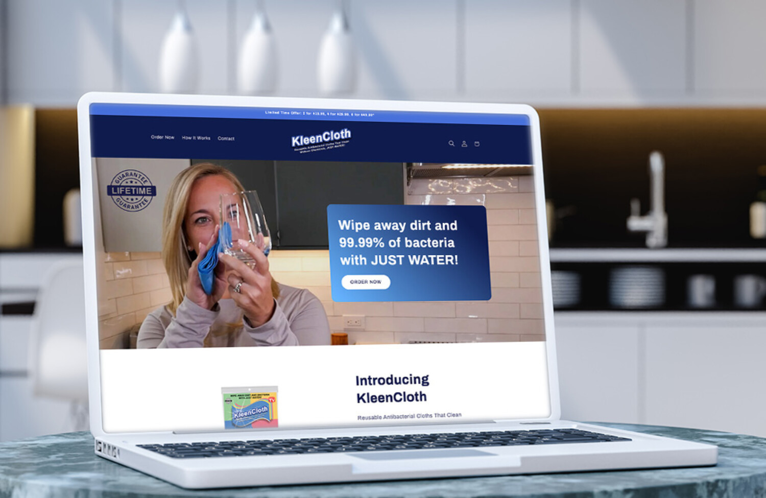 Web design layout for cleaning product