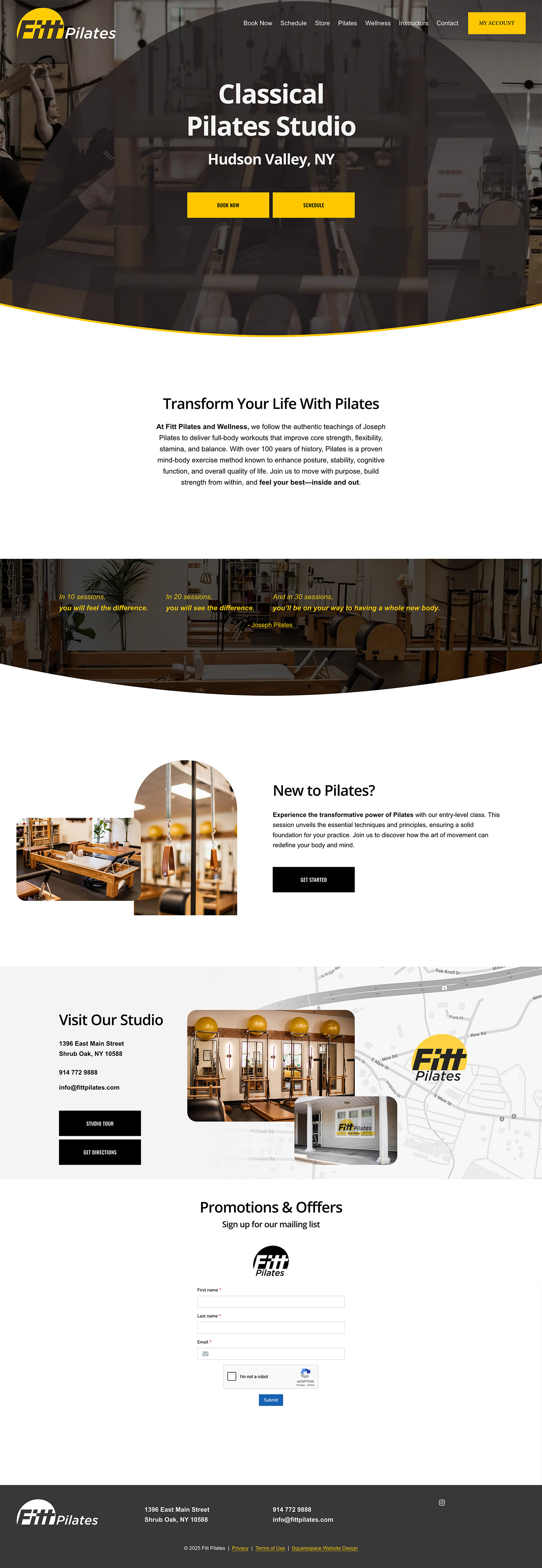 pilates studio web design