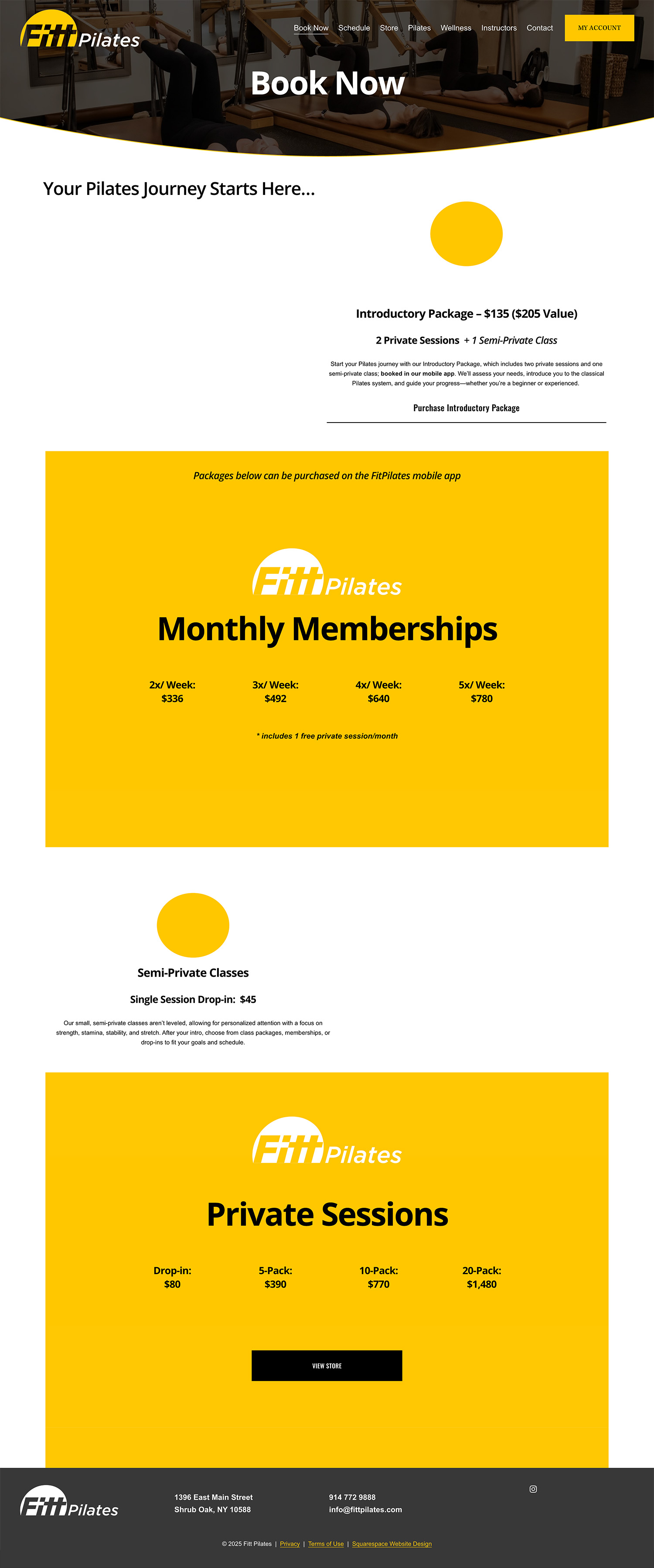 pilates studio web design