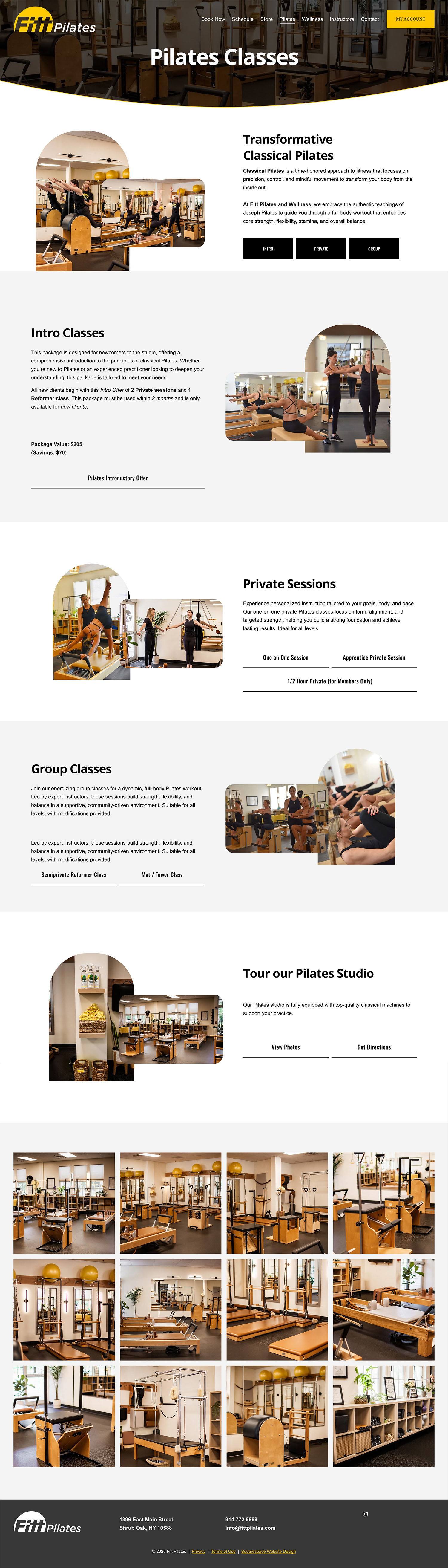 pilates studio web design